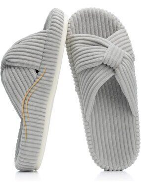 Women's Grey Orthopaedic Arch Support Slippers Memory Foam House Casual